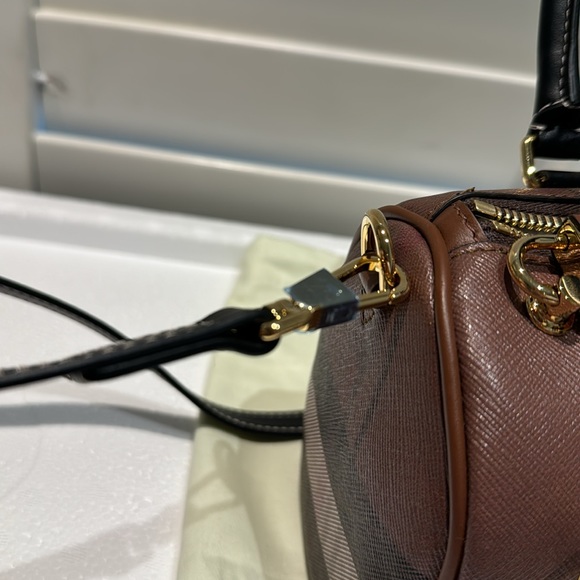 Burberry - Mini Check Bowling Bag (Dark Birch) BRAND NEW W/ TAGS - Picture 3 of 12